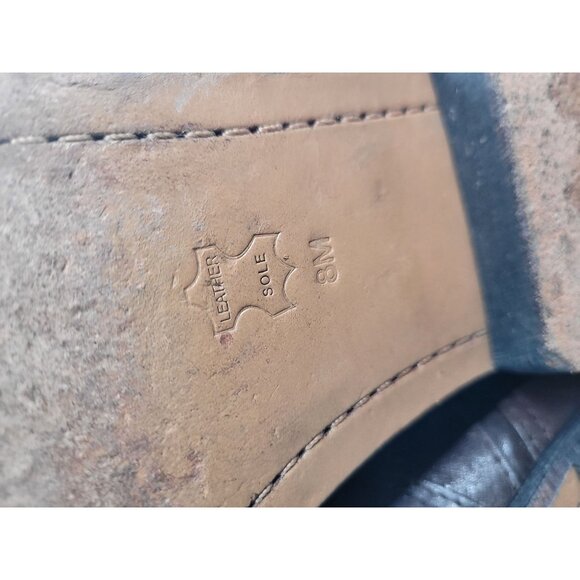 Tory Burch Elyse Dark Brown Leather Mid Calf Boots Gold Zipper Heel Accent - Picture 10 of 10